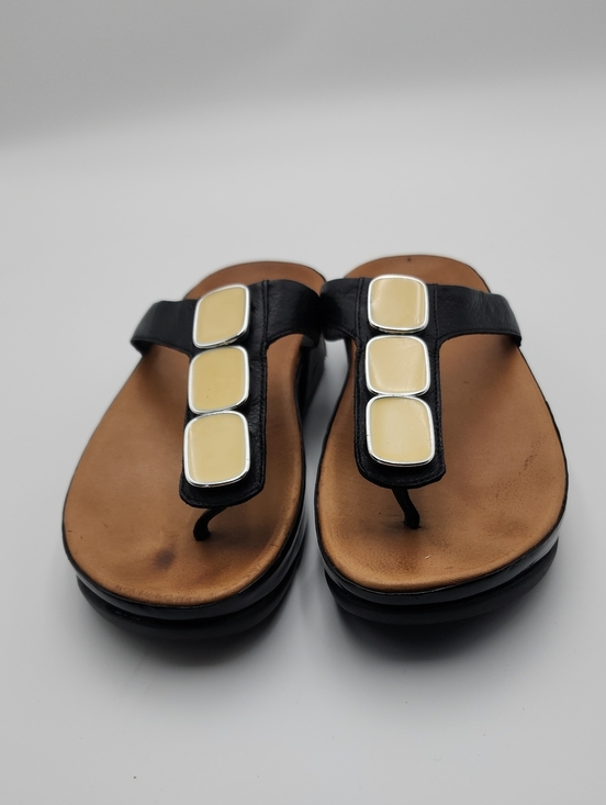 Fitflop Shoes - Fitflop Women’s Size 9 Pietra II Sandal Shoes Black Leather Thong Slip On
